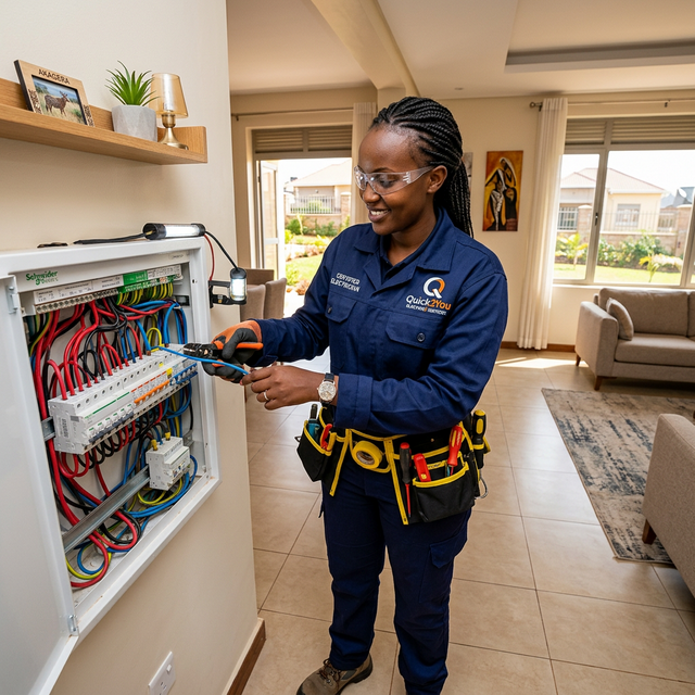 Electrician fixing a panel