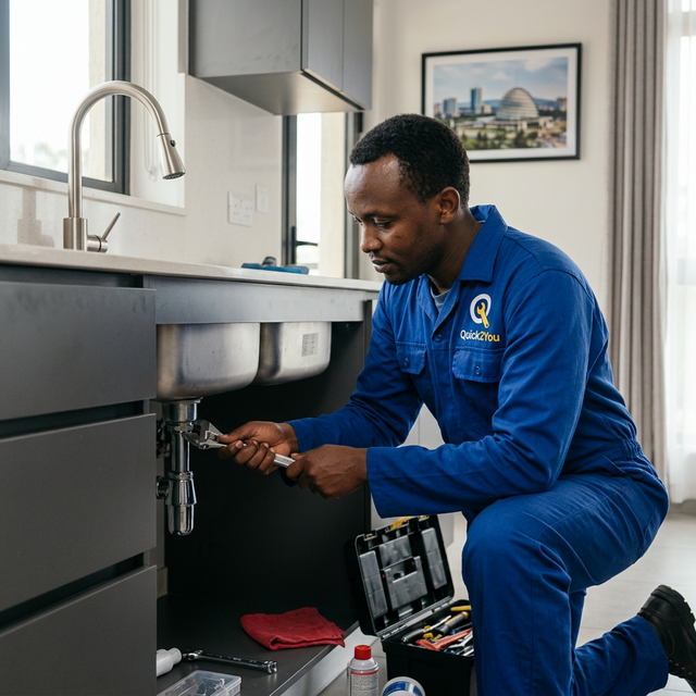 Plumber repairing a sink